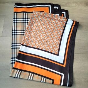 Burberry 3-Design Monogram Icon Stripe And Check Print Silk Scarf
